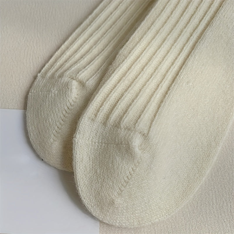 5 Pairs Solid Socks Comfy & Soft Women's Stockings