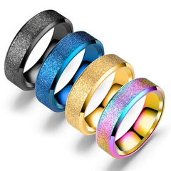 Men's Titanium Steel Frosted Funky Ring