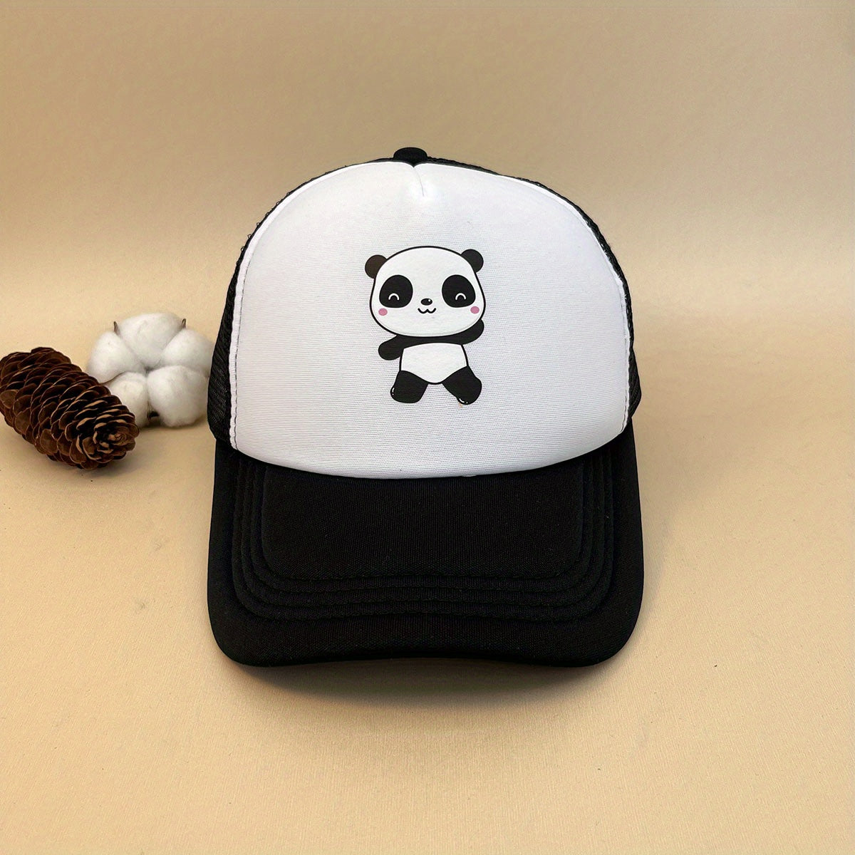 Panda Print Trucker Hat Mesh Baseball Cap Sun Shade Dad Hat