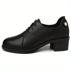 Women's Block Heel Pumps Lace-Up Office Business Mid Heels