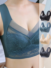 4pcs Full Coverage Floral Lace Sports Bra for Women Push-Up Yoga Bra