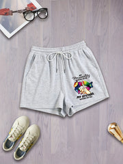  Gradient Lips Print Drawstring Comfort Shorts