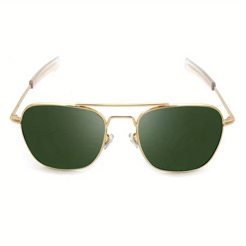 Men's Metal Frame Sunglasses with Tempered Glass Lenses