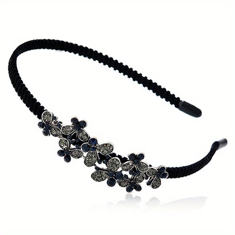 Crystal Flower Hair Band Head Jewelry Rhinestone Non Slip Hair Hoop