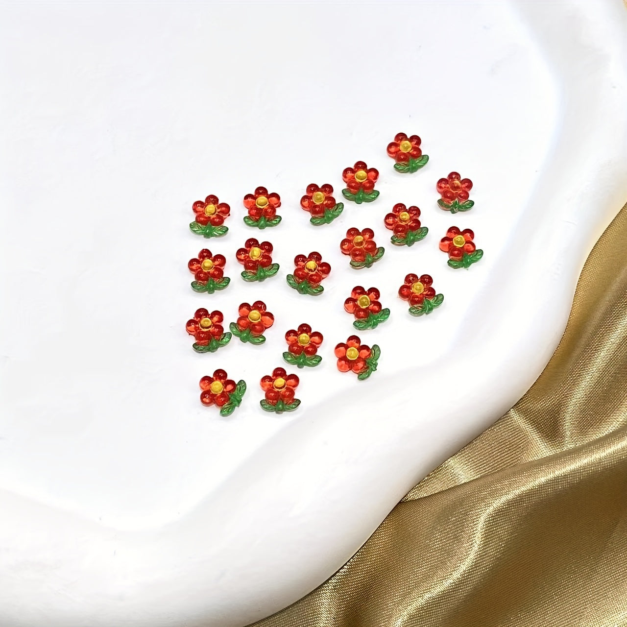 20 Red Small Flower Nail Art Jewelry Paste