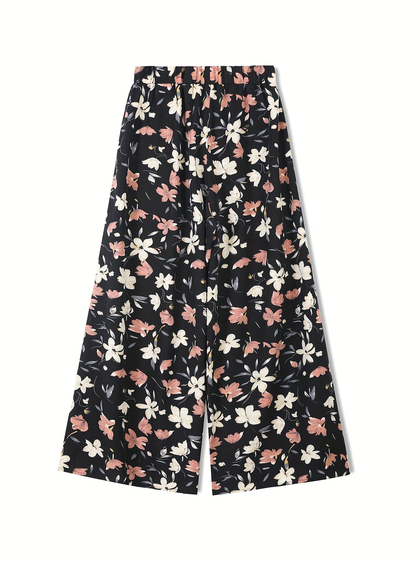 Floral Print High Rise Wide Leg Trousers
