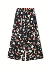 Floral Print High Rise Wide Leg Trousers