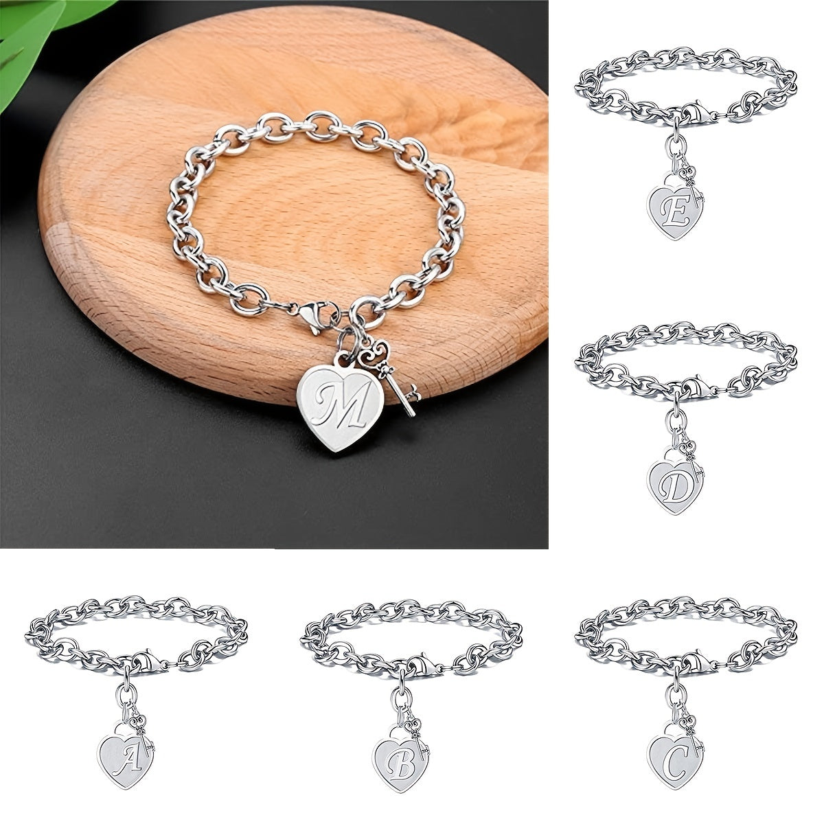 Men's Hip Hop Heart Key Charm Bracelet