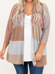  Colorblock Half Sleeve Sweater Cardigan