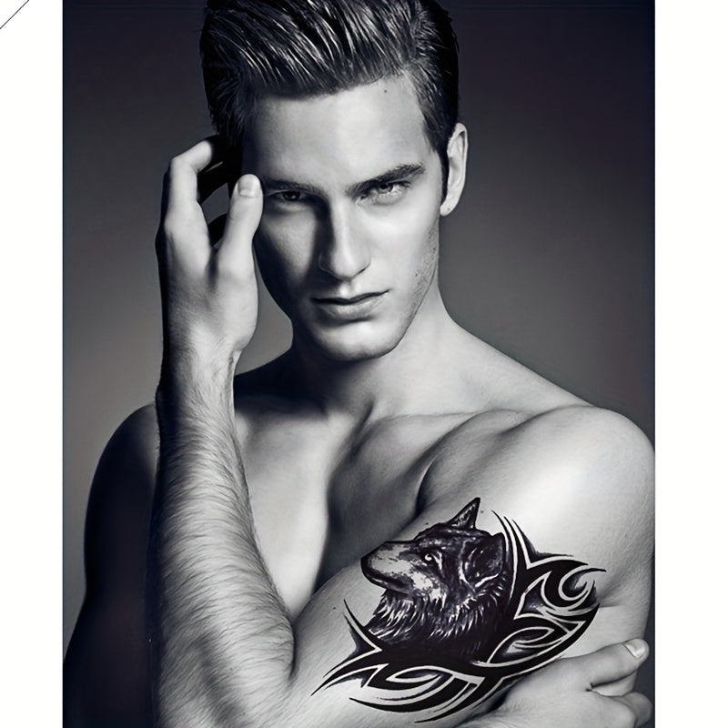 Wolf Head Temporary Tattoo Sticker For Men And Women