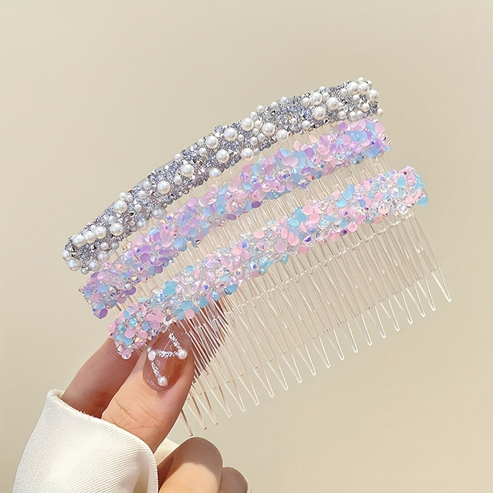 Alloy Rhinestone Hair Comb Faux Pearl Crystal Wedding Bridal Jewelry Accessories