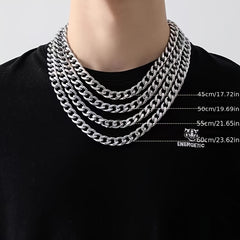 Chunky Cuban Link Chain Necklace Punk Stainless Steel Chain Necklace