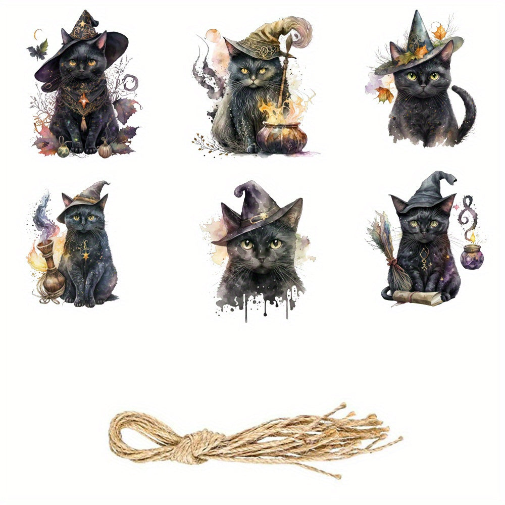 6pc Spooky Halloween Cat Tree Ornaments - Frightening Home Decor
