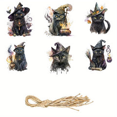 6pc Spooky Halloween Cat Tree Ornaments - Frightening Home Decor