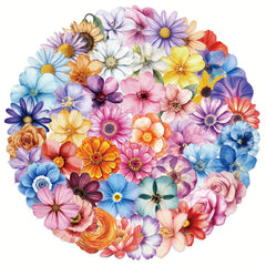 50pcs Cartoon Flower Stickers, Transparent Reusable PET Decals