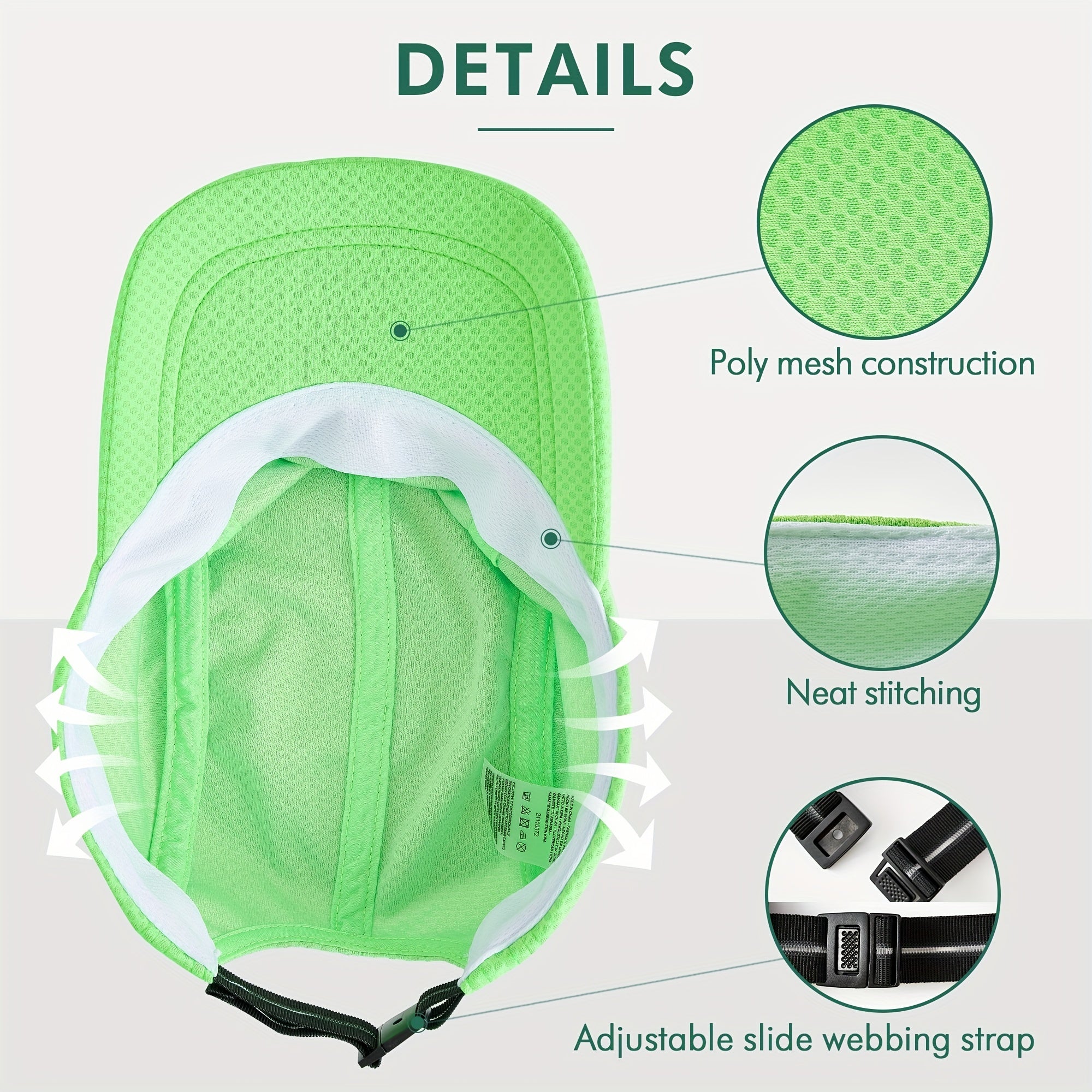 Quick Drying Baseball Cap Mesh Breathable Sun Hat Adjustable Lightweight