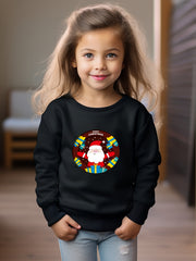 Christmas Santa Graphic Crew Neck Long Sleeve Sweatshirt Kids