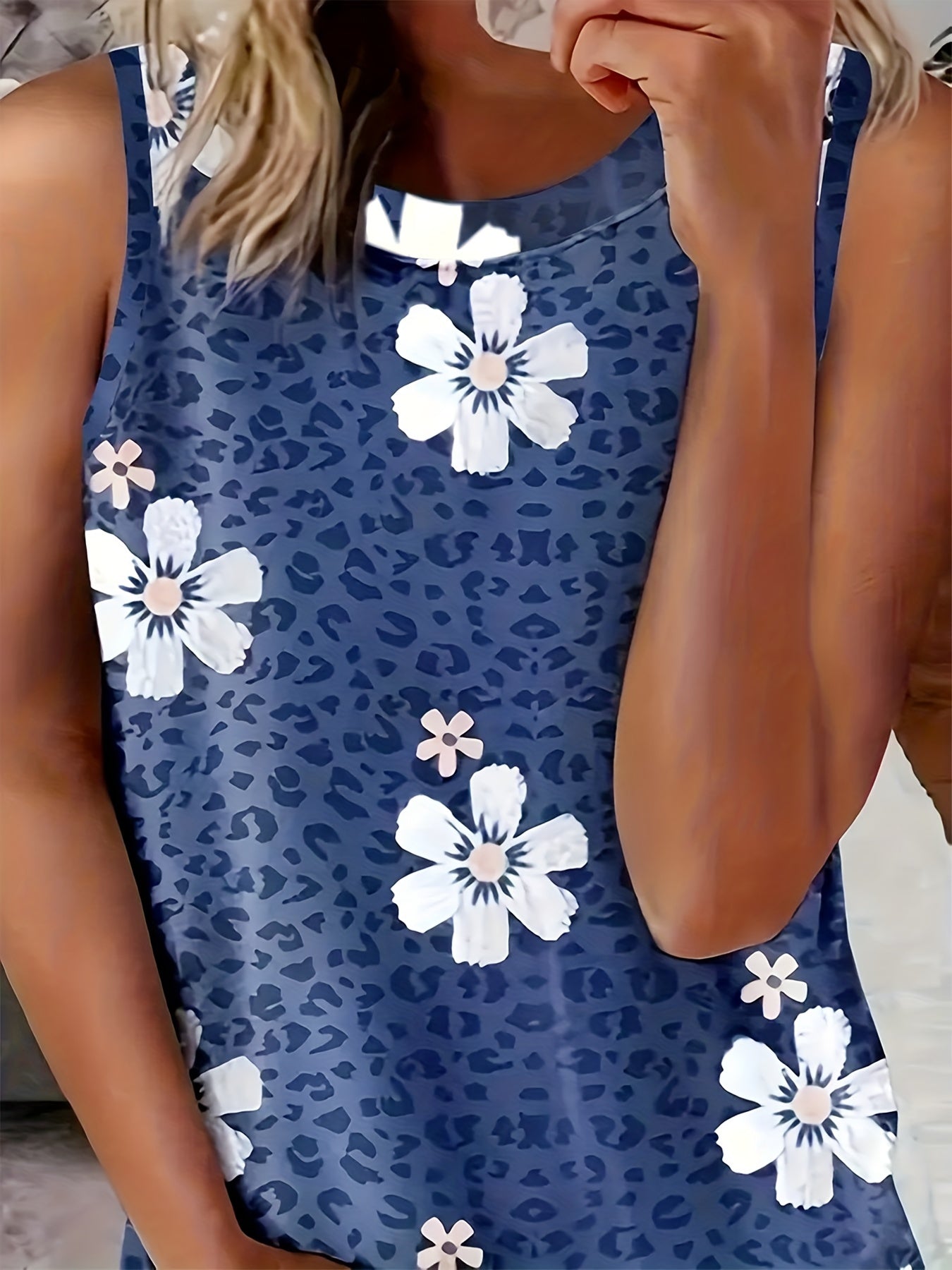  Boho Tank Top Women's Plus Leopard & Floral Print