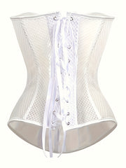Mesh Strapless Corset Bustier Tummy Control Lace Up Body Shaper