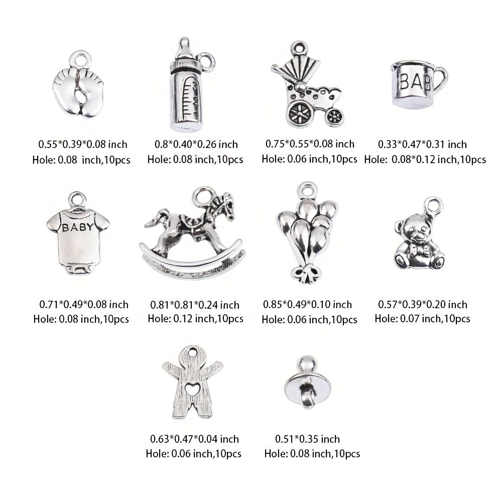 100Pcs Newborn Baby Charms for Jewelry Making DIY