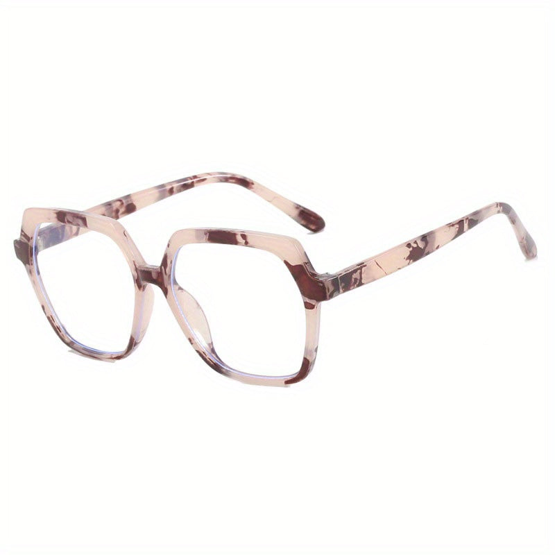 Geometric Clear Lens Glasses Block Spectacles Frame for Women Girls