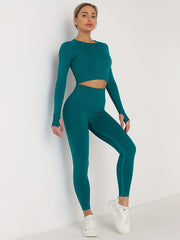 2pcs Seamless Skinny Stretchy Sports Yoga Suit