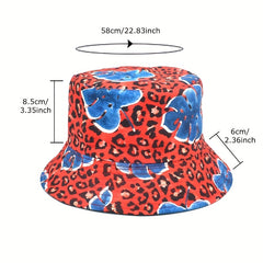 Leaf Leopard Print Bucket Hat Reversible Sunscreen
