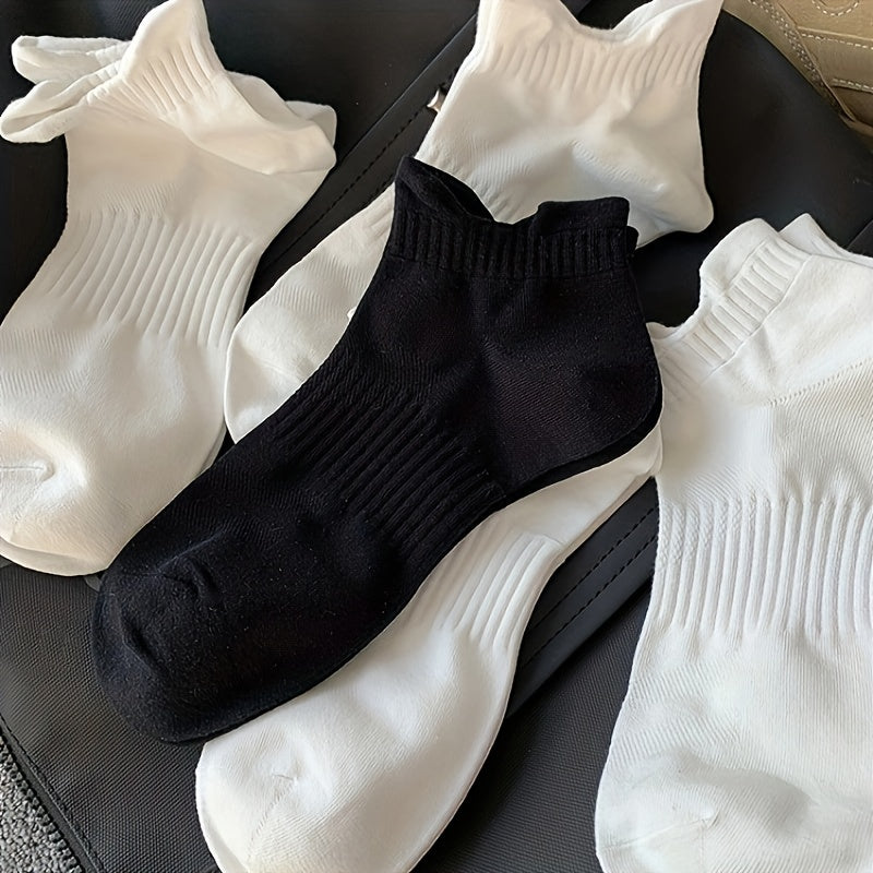 6 Pairs Solid Ankle Socks for Women, Comfy & Breathable Sports Stockings