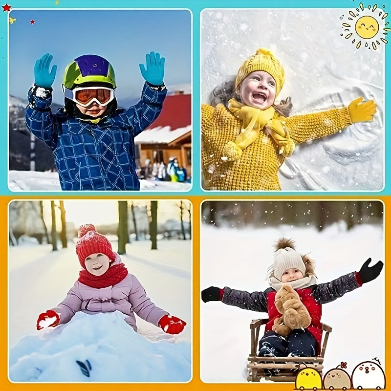 2 Pairs Kids Winter Warm Knitted Gloves - Boys/Girls