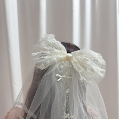 Bridal Butterfly Bow Veil Sheer Polyester Spandex Wedding Photogra