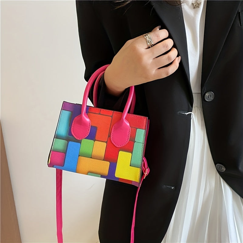 Casual Faux Leather Square Crossbody Bag for Women