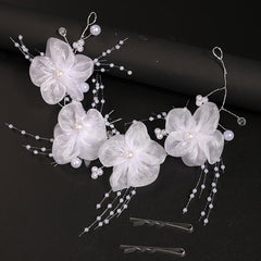 Red Rose Hair Accessory with Soft Bow Headpiece for Wedding