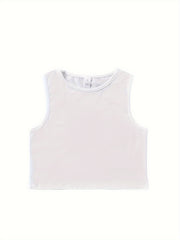 2pcs Solid Tank Tops Crew Neck Sleeveless Top Women's Lingerie