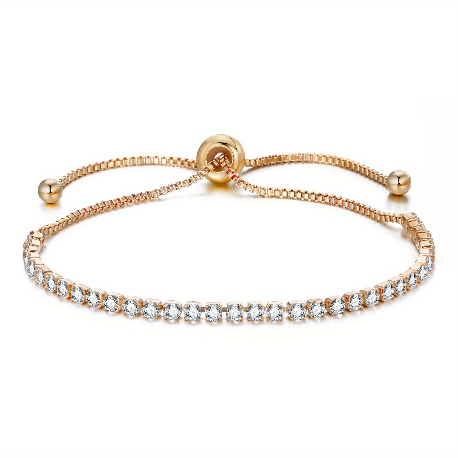 Adjustable Rhinestone Tennis Chain Bracelet Women Hand Jewelry 1 Pc