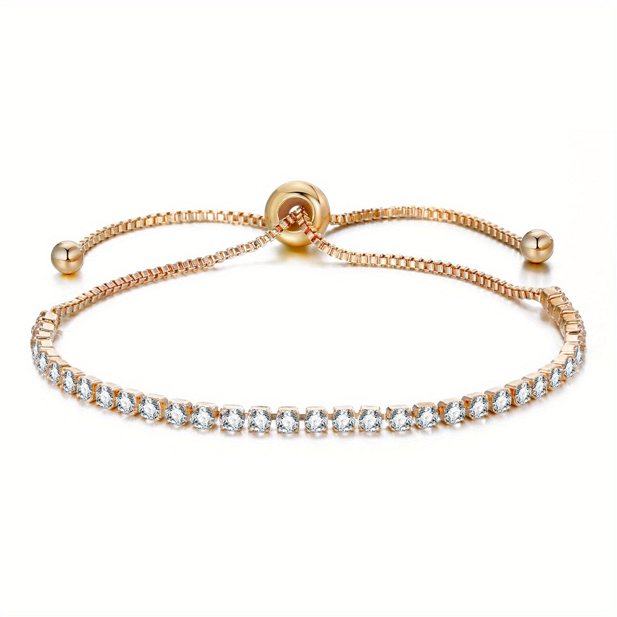 Adjustable Rhinestone Tennis Chain Bracelet Women Hand Jewelry 1 Pc