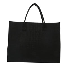 Large Capacity Felt Tote Bag Crocodile Pattern Top Handle Satchel