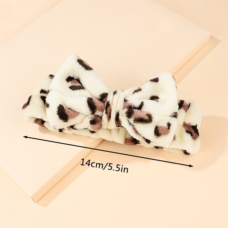 Leopard Bowknot Makeup Headbands for Women