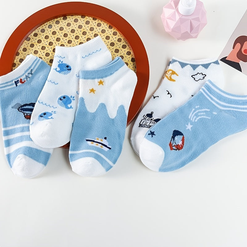5 Pairs Women's Funny Pattern Crew Socks