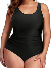  Swimsuit Women's Plus Solid Tummy Control One Piece Bathing Suit