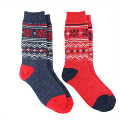 2 Pairs Floral Print Mid Tube Socks Women's Stockings