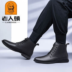 LAORENTOU Men's Leather High Top Oxford Shoes