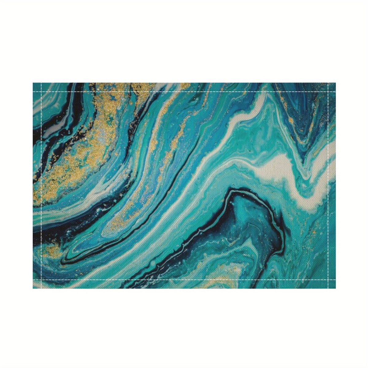 4pcs Golden Mable Placemats Table Runner Swirls Agate Table Mats Indoor Outdoor