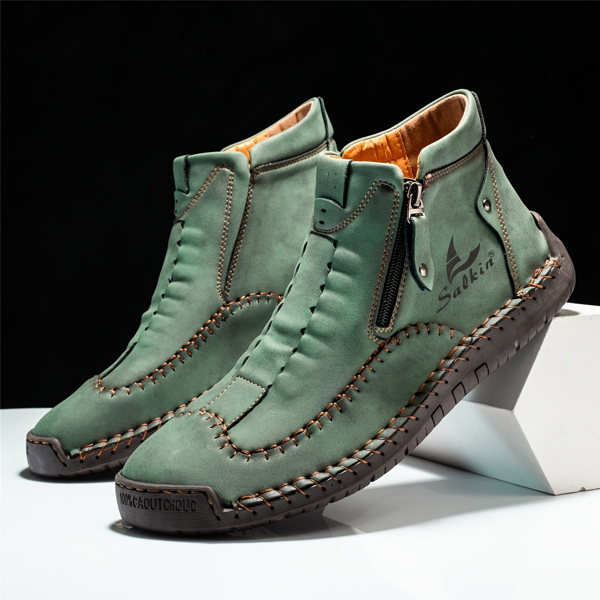 FLYLAND Men's Vintage Style Ankle Boots for Hiking Climbing