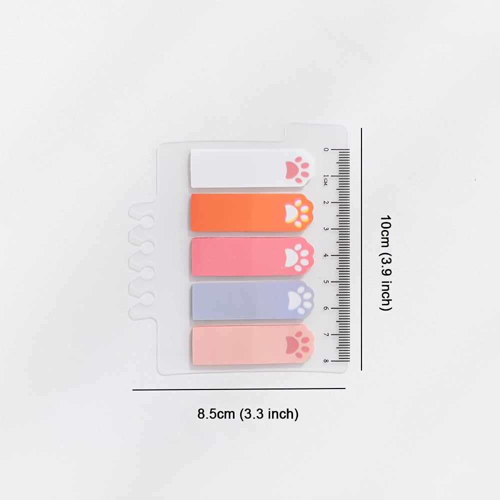 100 Sheet Cat Paw Sticky Notes Set with Ruler