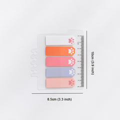 100 Sheet Cat Paw Sticky Notes Set with Ruler