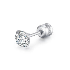 Round Zircon Stud Earrings Stainless Steel Plated Artificial Diamond Earrings