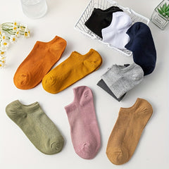10 Pairs Solid Ankle Socks Casual & Comfy Low Cut Socks Women's Stockings