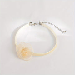 Vintage Flower Charm Choker Necklace Camellia Necklace for Women