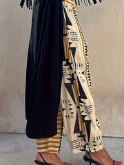  Colorblock Geo Print Wide Leg Trousers