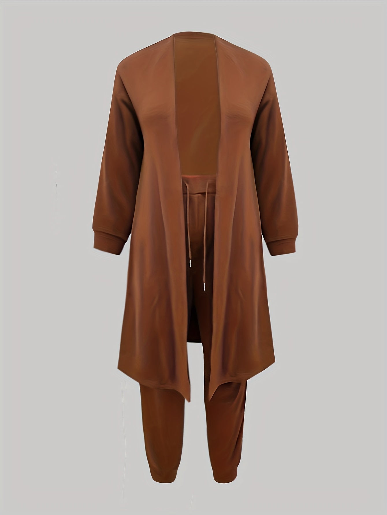  Solid Long Sleeve Coat & Joggers Set